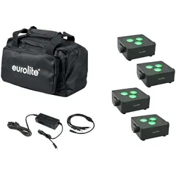 EUROLITE Set 4x AKKU IP Flat Light 3 sw + Ladenetz