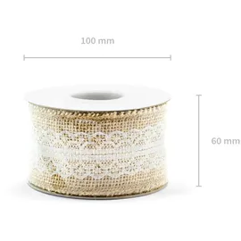 Partydeco Dekoband Spitze unifarben Braun/Weiß 5 cm x 5 m
