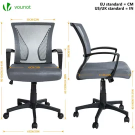 VOUNOT Bürostuhl ergonomisch Grau