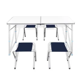 vidaXL Campingtisch mit 4 Klappstühlen höhenverstellbar Aluminium 120 x 60 cm