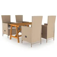 vidaXL  Polyrattan Garten-Essgruppe 5-tlg. beige 3068759