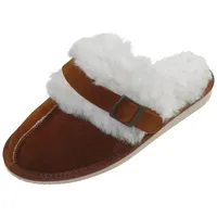 Harrys-Collection Extra Dicke Lammfell Pantoffeln für Damen mit Schnallen Verzierung, Farben:Cognac, Schuhgröße:39 - 39 EU