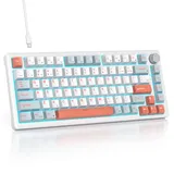 SOLIDEE Verkabelte Mechanische Gaming Tastatur 75 Prozent,hot-swap-fähige Mechanische Tastatur mit Gasket Struktur,RGB Hintergrundbeleuchtung,82 Tasten TKL Tastatur mit Drehknopf(82 Salmon)
