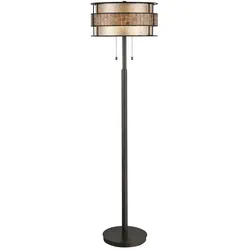 Quoizel Stehleuchte Laguna 2xE27 Metall, Glas, Mosaikfliesen taupe, Kupfer H:152,4 B:40,6