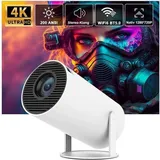 4K HD Mini-Projektor, 120 ANSI Smart WiFi 2.4G/5G Android 11.0 Projektor für Wände Decken, automatische Trapezkorrektur, 180 Winkel verstellbarer...