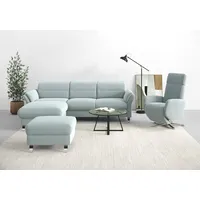 sit&more Ecksofa »Grenoble L-Form mit Federkern«, wahlweise mit Bettfunktion, Bettkasten, Arm- und Kopfteilverstellung, blau