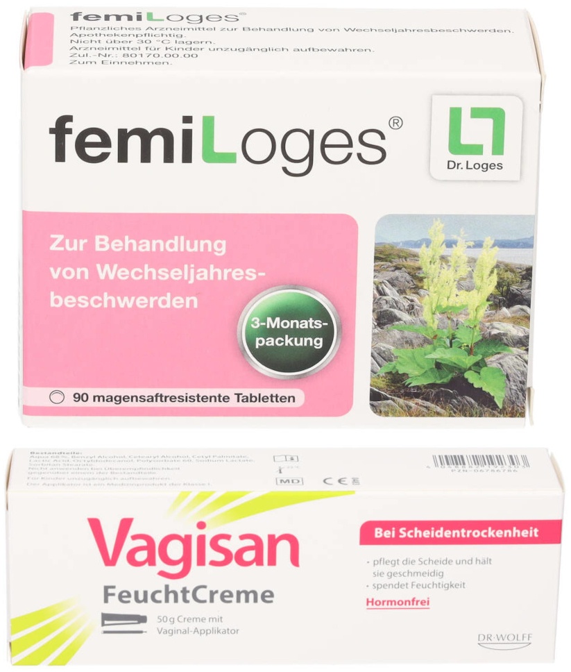 Femiloges + Vagisan Feuchtcreme - Wechseljahresbeschwerden Set