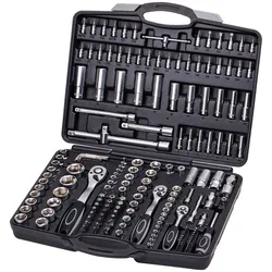 Stecknuss WGB BASIC PLUS "1/4" + 3/8" + 1/2" Steckschlüssel-Garnitur", schwarz (baumarkt), Chrom-Vanadium-Stahl, Stecknüsse, Chrom-Vanadium Stahl, im Kunststoffkoffer