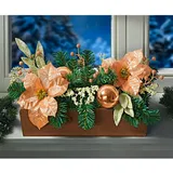 3Pagen Balkonkasten mit Weihnachtsschmuck 40cm Kugeln und Glitzer Winter Fensterbank