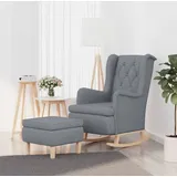 Maison Exclusive - Schaukelsessel mit Hocker Hellgrau Stoff - Grau