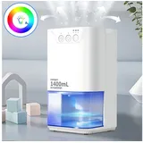 GBLY CITYBEE Luftentfeuchter Elektrisch 1400ml Entfeuchter - Leiser Dehumidifier für Wohnung Schlafzimmer & Keller - Raumentfeuchter mit Timer & Stimmungsbeleuchtung (Weiß)