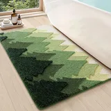 DEXI Badematte 60 x 110 cm, rutschfeste weiche Badezimmerteppich, saugfähig, waschbare Badteppich für Duschboden, Badewanne, Waldgrün