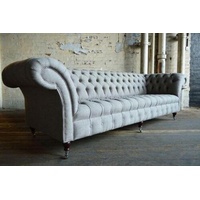 JVmoebel Chesterfield-Sofa, Chesterfield Big Textil Design Wohnzimmer Couch grau