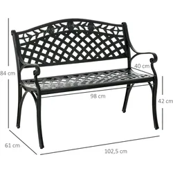 Outsunny - Gartenbank - 102,5B x 61T x 84H cm - schwarz