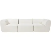 [en.casa] Modular Sofa, 3-Sitzer Hurvas Bouclé Cremeweiß
