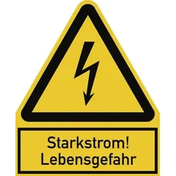 Starkstrom! Lebensgefahr, Kombischild, Folie, 100x122 mm