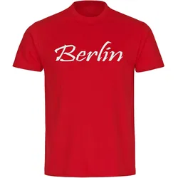 multifanshop Herren T-Shirt - Berlin rot - Schriftzug - Druck weiß - Männer