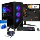 dcl24.de dcl24 Gaming Set AMD Ryzen 7 7800X3D, RTX4070 Super 12GB - 1000GB SSD, 32GB DDR5, PC mit 8x5.0 GHz, WLAN, 27" Monitor, Maus, Tastatur, Windows 11 Pro