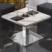 GGM Möbel Bistro Loungetisch 60 x 60 x 41 cm Weiß Marmor/Edelstahl
