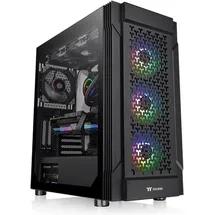 Thermaltake Versa T27 ARGB Black ATX CA-1W2-00M1WN-01 Midi-Tower PC-Gehäuse Schwarz 3 Vorinstallierte LED Lüfter, LCS Kompatibel, Seitenfenster, Für DIY