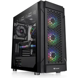 Thermaltake Versa T27 ARGB Black ATX CA-1W2-00M1WN-01 Midi-Tower PC-Gehäuse Schwarz 3 Vorinstallierte LED Lüfter, LCS Kompatibel, Seitenfenster, Für DIY