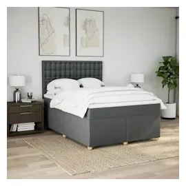 vidaXL Boxspringbett mit Matratze Dunkelgrau 160x200 cm Stoff