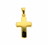 Kreuzkette ADELIA ́S "Halskette - Kreuzkette mit Kreuz Anhänger aus 585 Gold", gold, Halsketten, Damen, Gelbgold 585 Gold, Gelbgold 585, Gold, Kreuzkette, Schmuckset mit bis 45 cm stufenlos verstellbarer 925 Silber Halskette