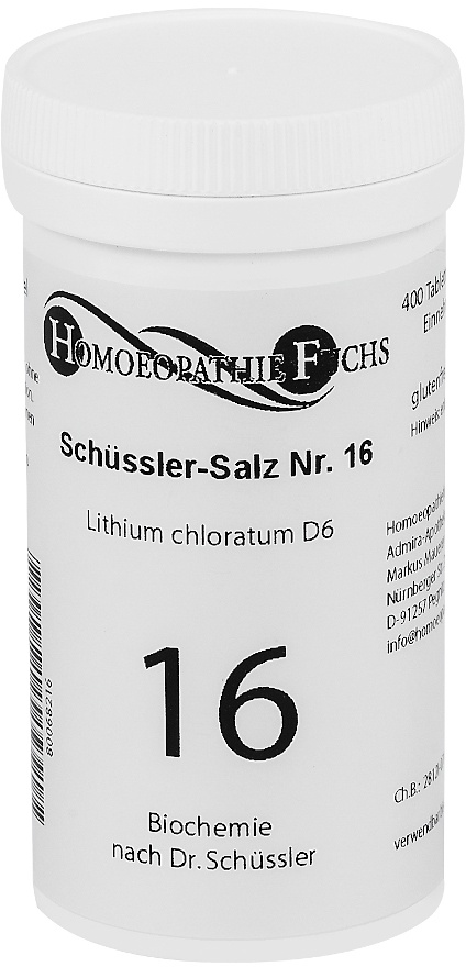 HOMOEOPATHIEFUCHS Schüssler-Salz Nummer 16 Lithium chloratum D6 Biochemie