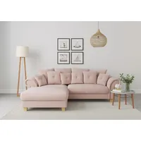 Ecksofa HOME AFFAIRE "Queenie" Sofas Gr. B/H/T: 276cm x 92cm x 190cm, Struktur fein, Recamiere links, lila (flieder) Sitzkomfort, zeitloses Design, inkl. loser Rücken-und Zierkissen