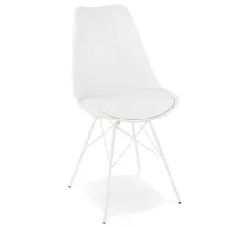 Designerstuhl Weiß Metall Kunststoff | Esszimmerstuhl Ergonomischer Sitz | Küchenstuhl Industriell Modern | Minimalistisches Design | Kadima Design