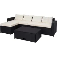 Mendler Poly-Rattan Garnitur HWC-J34, Balkon-/Garten-/Lounge-Set Sitzgruppe Sofa, Staufach ~