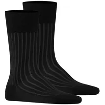 Falke Herren Socken 2er Pack - Shadow, Strümpfe, Baumwolle, Logo, lang, einfarbig Schwarz/Grau 41-42