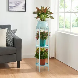 [en.casa] Blumenständer Altena 94,5x27x27 cm Hellblau [en.casa]