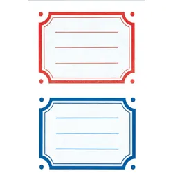 Z-Design Buchetikett Papier 76x120mm 6 Etiketten Motiv Rahmen rot/blau Packung mit 10 Stück