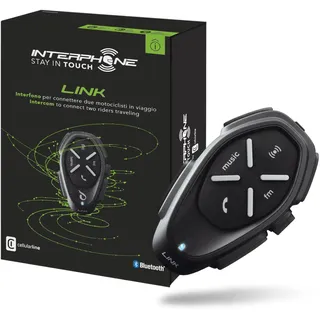 Interphone LINK - Einzelpack - Bluetooth-Kommunikationssystem für Motorräder - Bis zu 2 Reiters, 300 Mt Reichweite - 20 Std Sprechzeit, 40 Tage Standby-Zeit - Radio - GPS - MP3 - Waterproof IP67