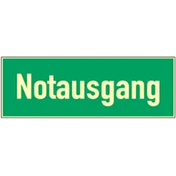 Notausgang, Textschild, Kunststoff, langnachleuchtend, 160-mcd, 297x105 mm