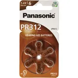 Panasonic PR312 Hörgerätebatterien PR-312/6LB, Hörgerätezellen 312 Zink Air 180m