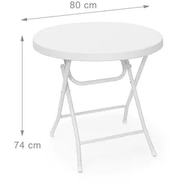 Relaxdays Bastian Klapptisch Ø 80 x 74 cm weiß