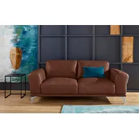 2-Sitzer W.SCHILLIG "montanaa", braun (tobacco z69), B:192cm H:78cm T:94cm, Sofas, mit Metallfüßen in Silber matt, Breite 192 cm