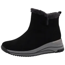 Winterboots TOM TAILOR, Damen, Gr. 40, schwarz, Textil, unifarben, Veloursleder, modisch, Schuhe, Keilabsatz, Plateau, Stiefelette mit Fellimitat-Kragen