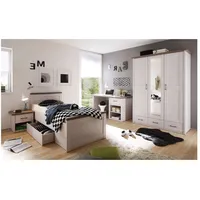 Lomadox Jugendzimmer Jugendmöbel Set 4-tlg. Landhaus weiß Kleiderschrank Jugendbett