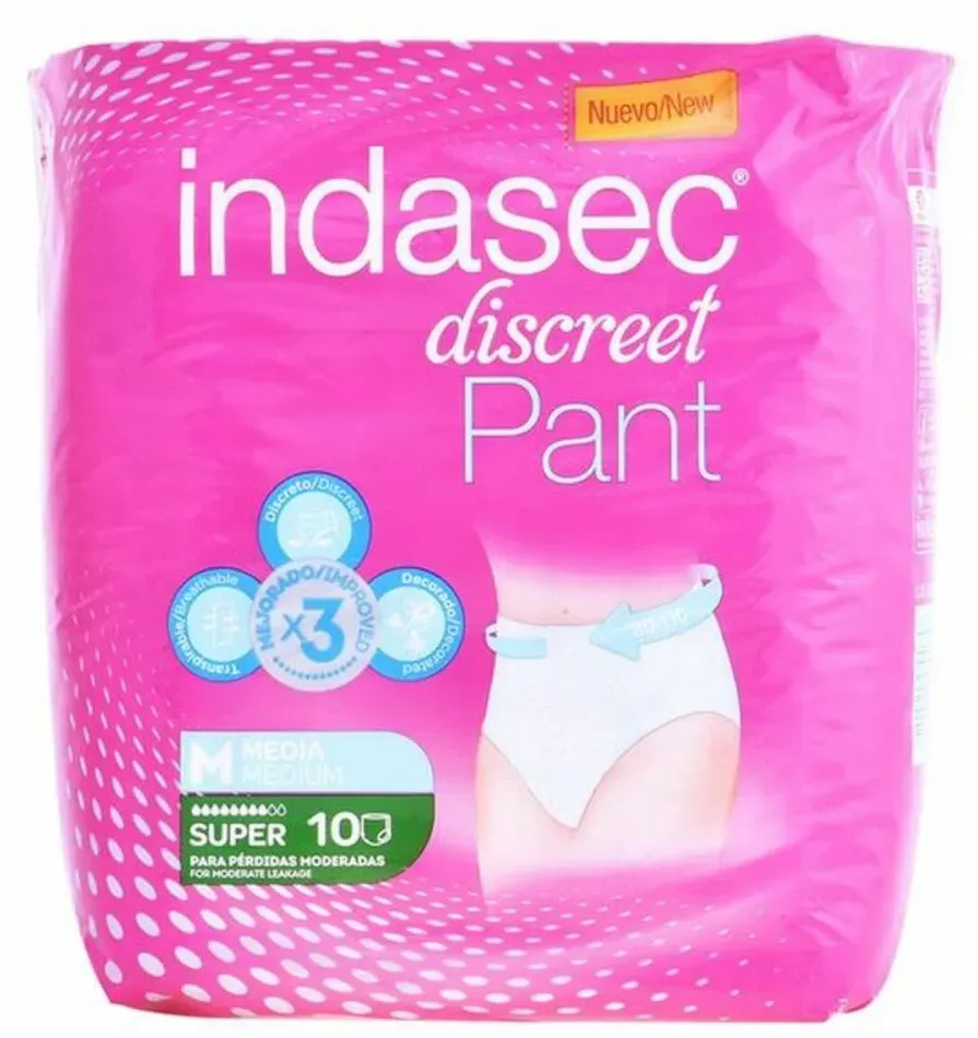 Inkontinenzwindeln Pant Super Talla Mediana Indasec Pant Super (10 uds)