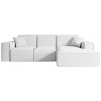 altdecor Ecksofa, Weiß, 6-Sitzer, L-Form, Ottomane rechts, 266x165 cm, Wohnzimmer, Sofas & Couches, Wohnlandschaften, Ecksofas
