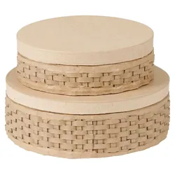 Décopatch Braunes Pappmaché, Set mit 2 runden geflochtenen Boxen - Kartonbraun BTS082C