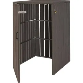 Mendler 1er WPC-Mülltonnenverkleidung HWC-J28, Mülltonnenbox, Metall Holzoptik, erweiterbar 240l ~ grau