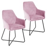 SVITA JOSIE Dining 2er Set Esszimmerstuhl Sessel Polsterstuhl Samt Pink