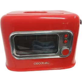 Cecotec Vertikaler Toaster RetroVision Red 700W Leistung, 2 Extra-breite Schlitze, Einzigartiges Anzeige-Design, Bräunungssteuerung, Retro-Design, Staubabdeckung