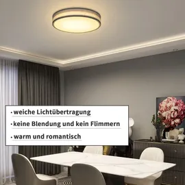 GBLY ZMH Deckenleuchte Schlafzimmer - Rund Stoff Schlafzimmerlampe 12W Warmweiß 3000K Wohnzimmerlampe mit Stoffschirm für Küche Flur