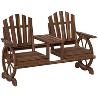Outsunny Bank mit Schirmloch, Beine im Wagenradform, Tisch (2-Sitzer