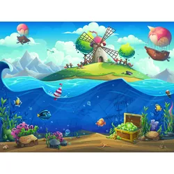 Fototapete PAPERMOON "UNTERWASSER PIRATENSCHIFF", bunt, B:4,00m L:2,60m, Vlies, Tapeten